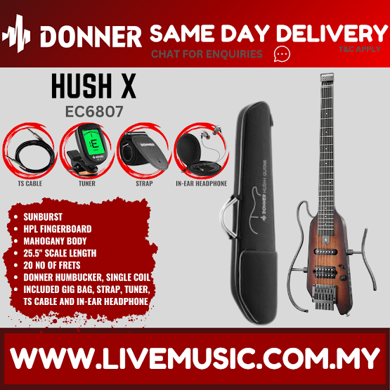 Donner EC6807 HUSH-X Electric Guitar Kit - Sunburst ( HUSH X / HUSHX )