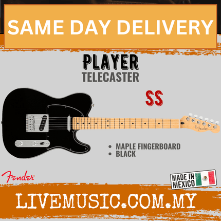 Fender Player Telecaster Electric Guitar, Maple Fretboard - Black