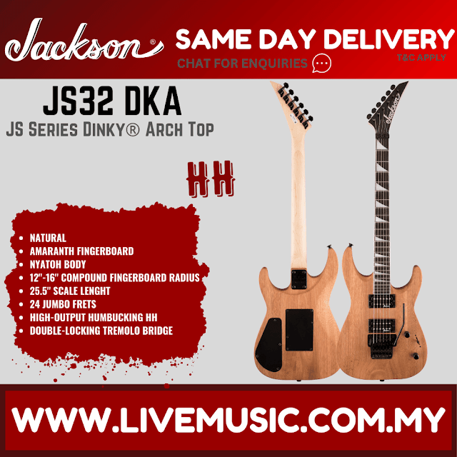 Jackson JS Series Dinky Archtop JS32 DKA Electric Guitar, Amaranth FB - Natural Oil (JS32-DKA/JS32DKA)