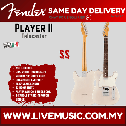 Fender Player II Telecaster Electric Guitar, RW FB, White Blonde / Transparent Cherry / Aged Cherry Burst