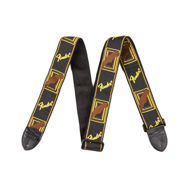 Fender 2 Inch Monogrammed Strap, Black/Yellow/Brown