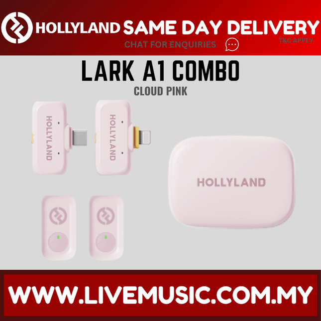 Hollyland LARK A1 COMBO Wireless Lavalier Mic w/ Charging Case ( LARKA1 / LARK-A1 ) - Cloud Pink