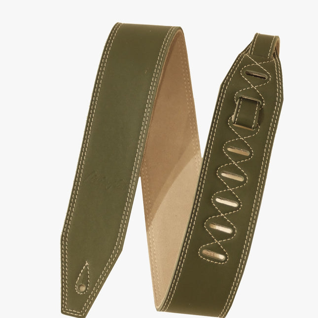 Livingston VLGR-25 2.5 Inch Vintage Leather Guitar Strap, Green ( VLGR25 VLGR 25 )