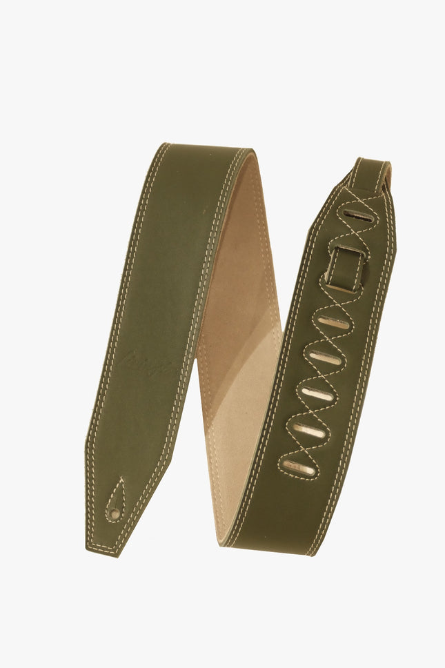 Livingston VLGR-25 2.5 Inch Vintage Leather Guitar Strap, Green ( VLGR25 VLGR 25 )