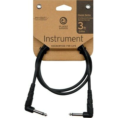 D'Addario Planet Waves PW-CGTPRA-03 Classic Series Right-angle Patch Cable - 3 feet (PWCGTPRA03/DAddario)