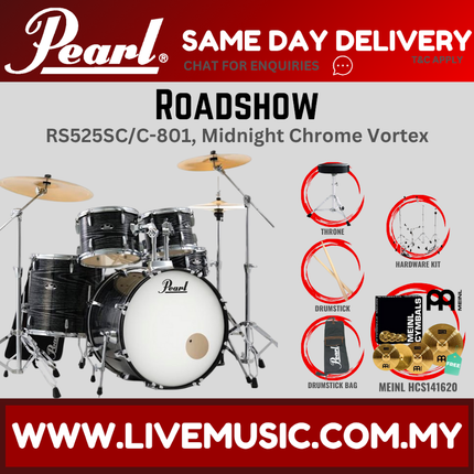 Pearl Roadshow RS525SB/C Drum Set with Meinl HCS141620 Cymbal set, Drum Throne