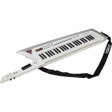 Roland AX-Edge - 49 Key Keytar Synthesizer with FREE Roland Strap and Adapter - White (AXEdge AX Edge)