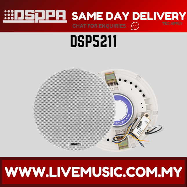 DSPPA DSP5211 New 10W Coaxial Frame-less Ceiling Speaker ( DSP-5211 DSP 5211 )