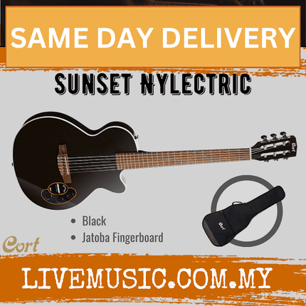 Cort Sunset Nylectric Guitar Jatoba Fretboard with Gig Bag - Black