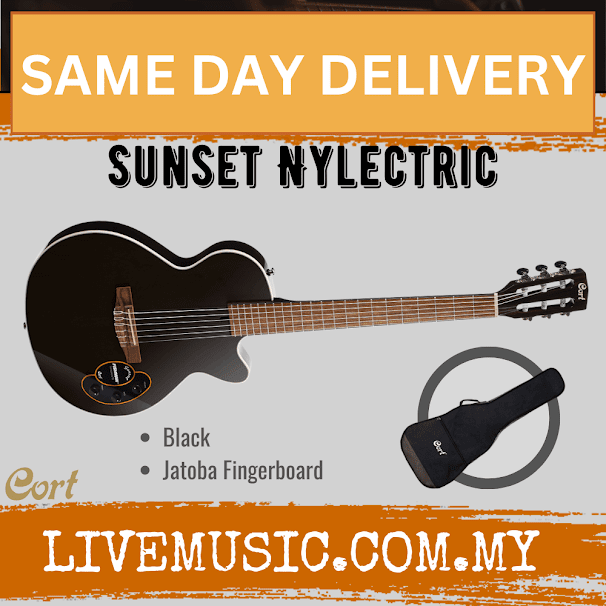 Cort Sunset Nylectric Guitar Jatoba Fretboard with Gig Bag - Black