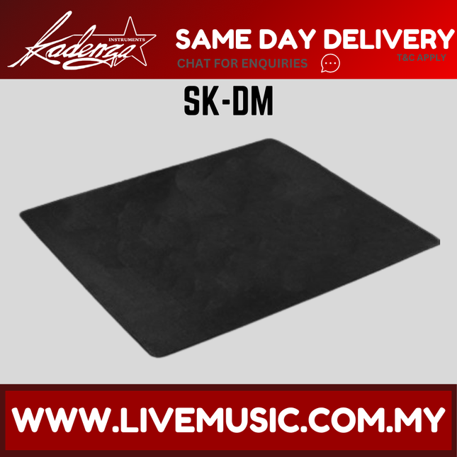 Black square drum mat with rubber non-slip backing for acoustic and digital drums