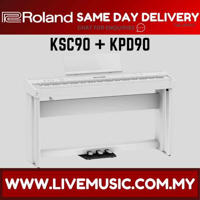 Roland KPD-90 + KSC-90 Original Stand Design for FP-90x Digital Piano - White ( KPD90 / KSC90 / FP90x )