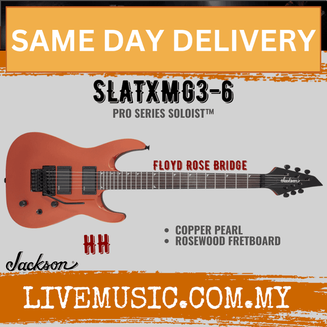 Jackson Soloist SLATXMG3-6 Electric Guitar, RW FB, Copper Pearl