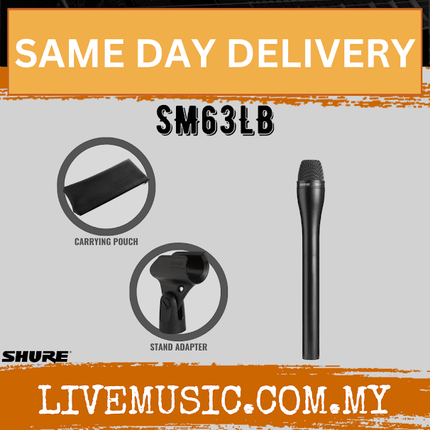 Shure SM63LB Dynamic Microphone with Extended Handle - Black