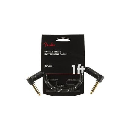 Fender Deluxe Series Angled Instrument Cable, 1ft, Black Tweed