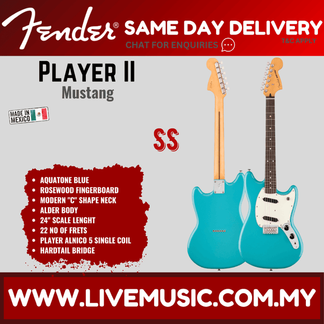 Fender Player II Mustang Electric Guitar, RW FB