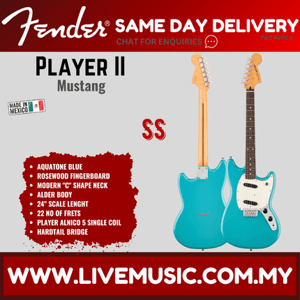 Fender Player II Mustang Electric Guitar, RW FB