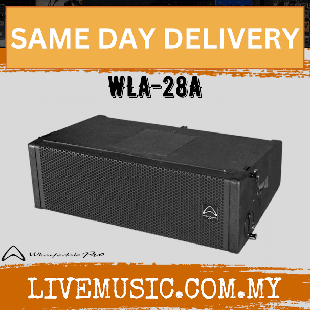 Active line array speaker with black metal grille and side connection controls