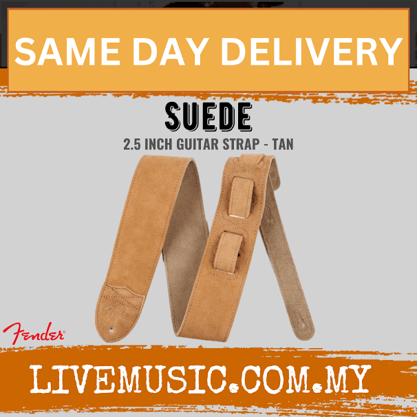 Fender 2 1/2 inch Strap Suede Electric Guitar Strap - Tan
