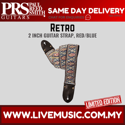 PRS Limited Edition 2inch Retro Guitar Strap, Red/Blue
