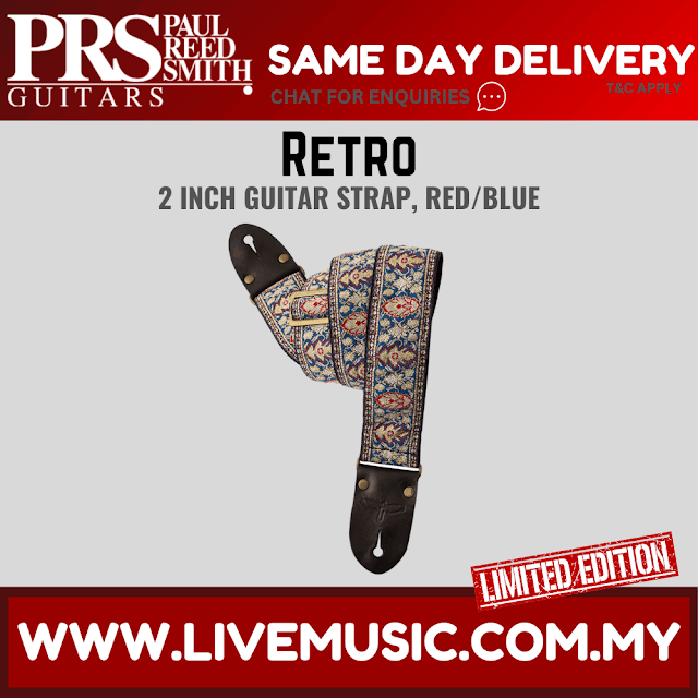 PRS Limited Edition 2inch Retro Guitar Strap, Red/Blue