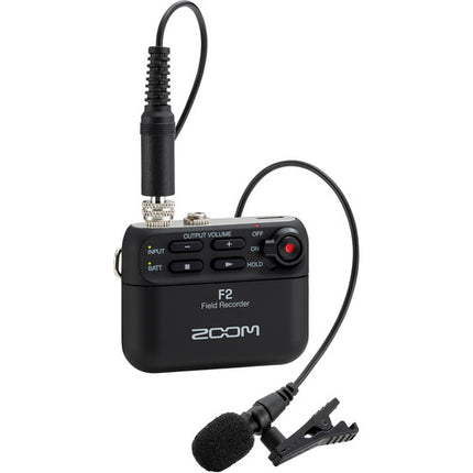Zoom F2 Field Recorder With Lavalier Microphone With LMF-2 Lavalier Mic- Black (F 2/F-2)