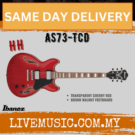 Ibanez Artcore AS73 Hollow Body Electric Guitar - Transparent Cherry Red( AS73-TBC AS73-TCD )