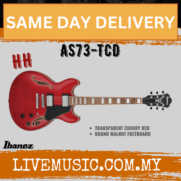 Ibanez Artcore AS73 Hollow Body Electric Guitar - Transparent Cherry Red( AS73-TBC AS73-TCD )