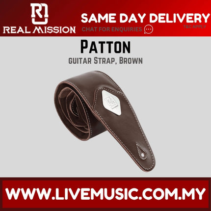 Real Mission Patton Wholesale Adjustable Leather Guitar Strap - Black / Red / Brown