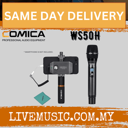Comica Audio WS50H Wireless Handheld Microphone Bundle for Smartphones (WS50 H WS50-H)