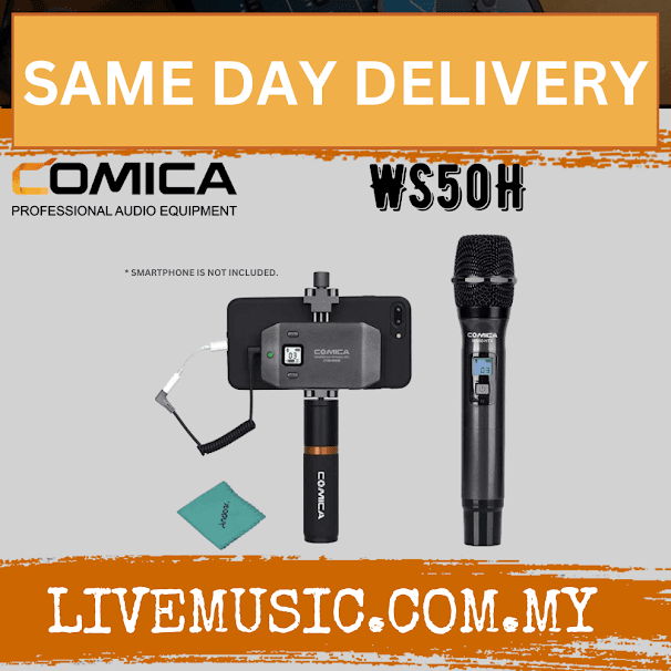 Comica Audio WS50H Wireless Handheld Microphone Bundle for Smartphones (WS50 H WS50-H)