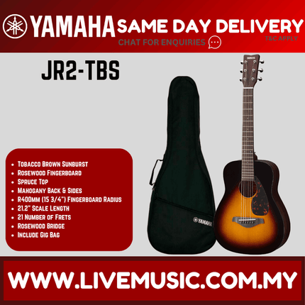 Yamaha JR2 3/4 Size Folk Beginner Acoustic Guitar for 8-12 years old -  T. Brown Sunburst (JR-2 / JR 2)
