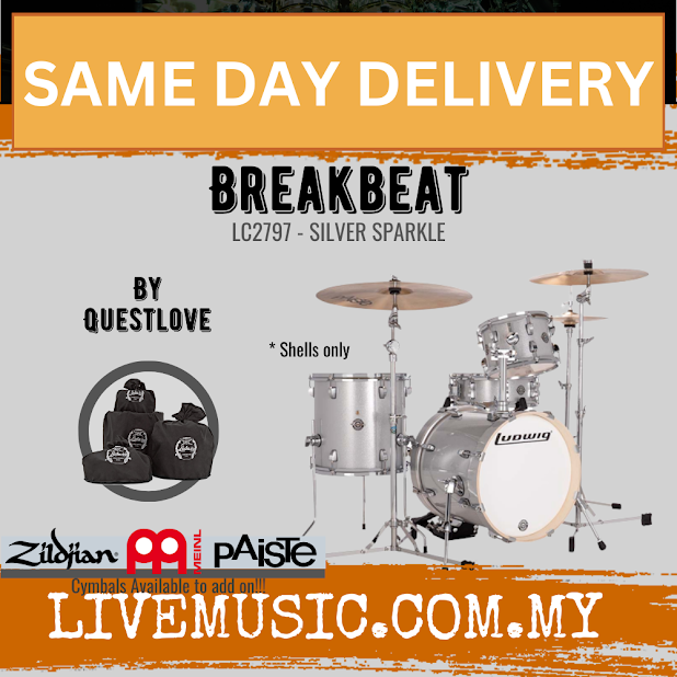 Ludwig LC2797 Breakbeats By Questlove 4-Piece Drum Kit w/ Bag, Silver Sparkle