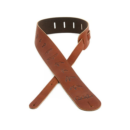 PRS 2.5 Inch Leather Birds Guitar Strap - Distressed Brown