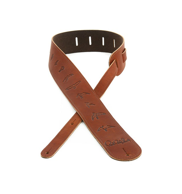 PRS 2.5 Inch Leather Birds Guitar Strap - Distressed Brown
