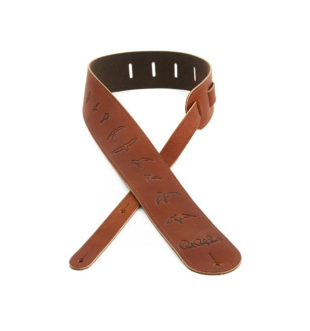 PRS 2.5 Inch Leather Birds Guitar Strap - Distressed Brown