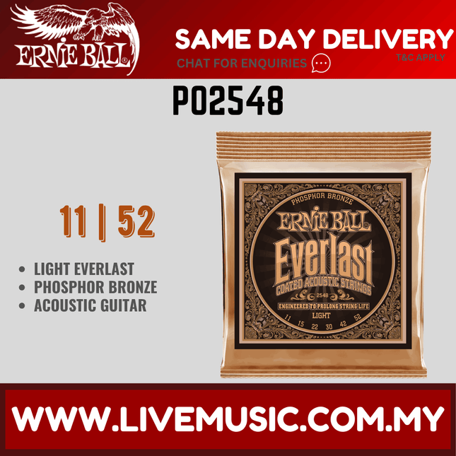 Ernie Ball 2548 Acoustic GTR Strings Coated Phosphor Bronze Light (11-52/EB2548)