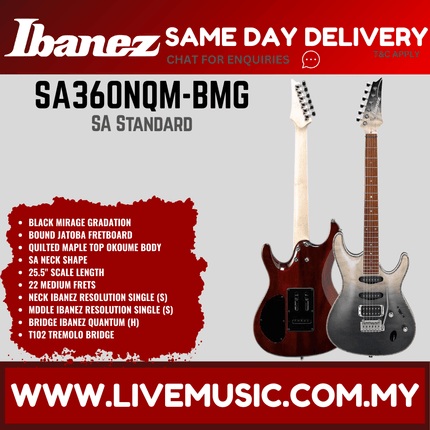 Ibanez SA360NQM Solid Body Electric Guitar -  Black Mirage Gradation (SA360NQM-BMG SA360NQM-SPB)