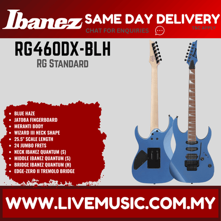 Ibanez RG460DX-BLH Electric Guitar, Blue Haze ( RG460DXBLH / RG460DX BLH)