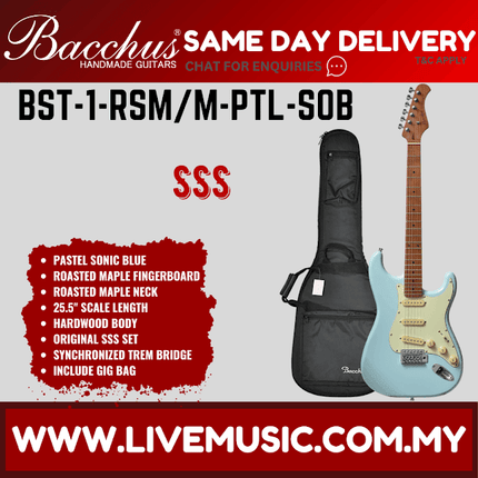Bacchus Bst-1-rsm/M Universe Series Roasted Maple Electric Guitar - Pastel Sonic Blue ( BST1 / BST1RSMM / BST 1 RSM M )