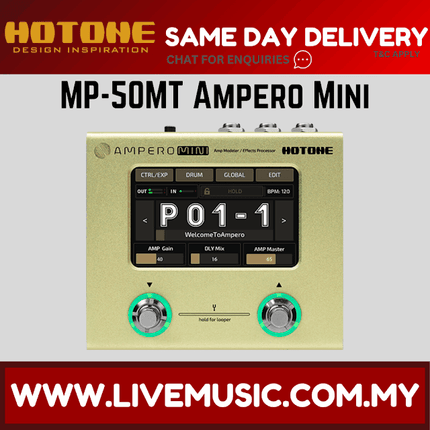 Hotone MP-50MT Ampero Mini Guitar Multieffects Pedal w/9V adapter, Mustard ( MP 50MT / MP50MT )