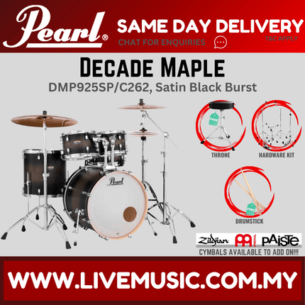 Pearl Decade Maple DMP925SP/C 5-Piece Drum Set with Hardware, Drumstick & Throne Without Cymbal Set ( NO CYMBAL )
