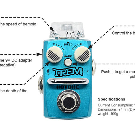 Hotone Skyline Series Trem Analog Tremolo Guitar Effects Pedal
