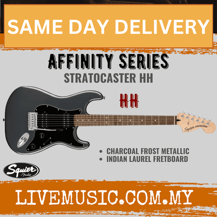 Squier Affinity Series HH Stratocaster Electric Guitar, Laurel Fretboard - Charcoal Frost Metallic