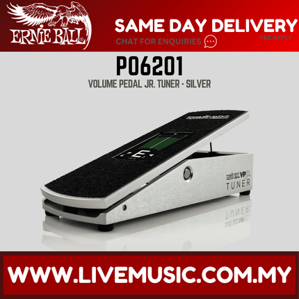 Ernie Ball P06201 VPJR Tuner/Volume Guitar Pedal, Silver