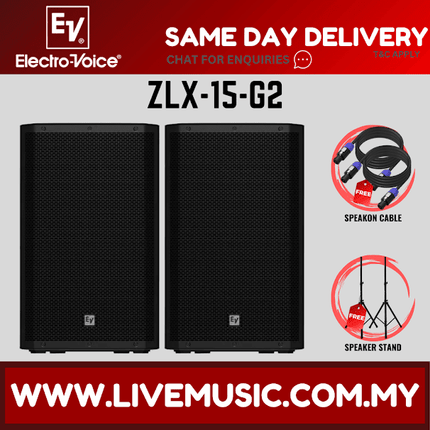EV Electro-Voice ZLX-15 G2 1000W 15" Passive Speaker With Speaker Stand-Each/Pair (ZLX 15 ZLX15)