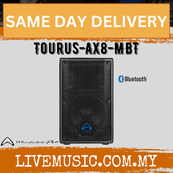 Single black TOURUS-AX8-MBT active loudspeaker with Bluetooth