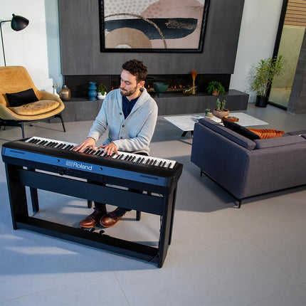 Roland FP-90X 88-key Digital Piano with DP-2, RH5 Headphones, Note Stand, Adapter - Black ( FP90X / RH-5 / DP10)