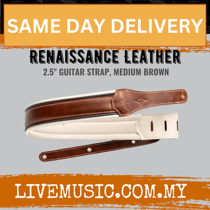 Taylor Renaissance 2.5Inch Leather Guitar Strap, Medium Brown