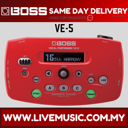 Boss VE-5 Vocal Effects Processor - Red (VE5)